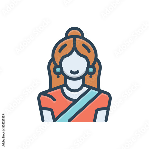 Color illustration icon for indian women