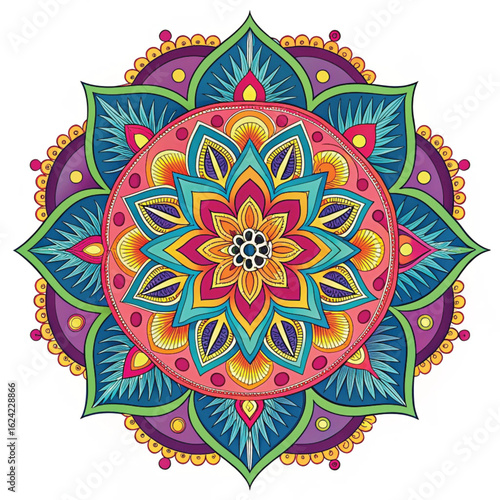 Adobe Illustrator Artwork Colourful Mandela design.	