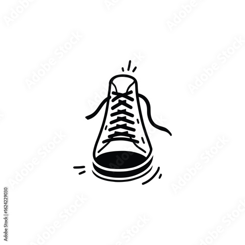 Whimsical Sneaker Illustration Vector Graphic A Playful Shoe Icon with Laces and Sole Details on a Clear Background for Creative Projects