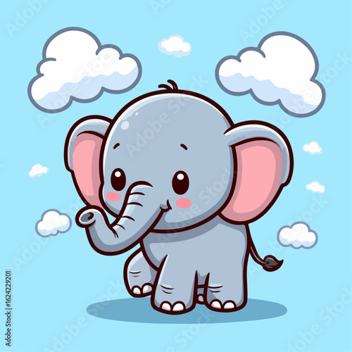 flat illustration of cute elephant
