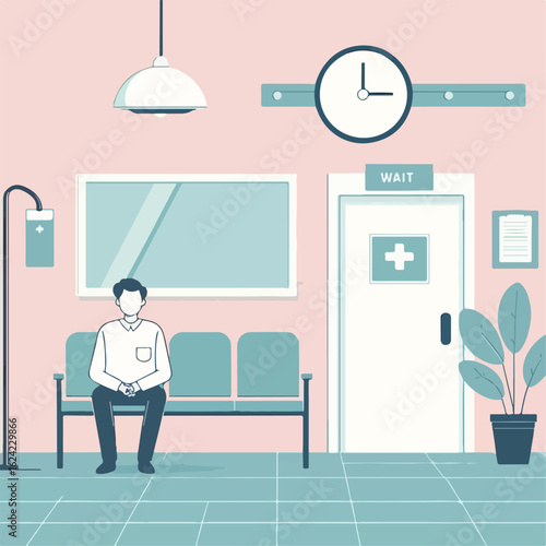 flat illustration of a person waiting at home sick
