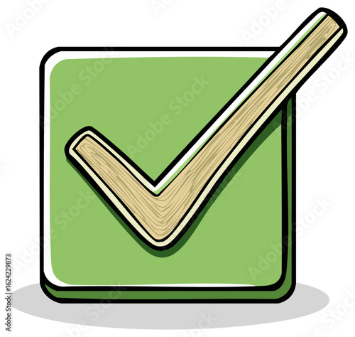 Stylized Checkmark Illustration within Green Square Depicting Approval and Completion