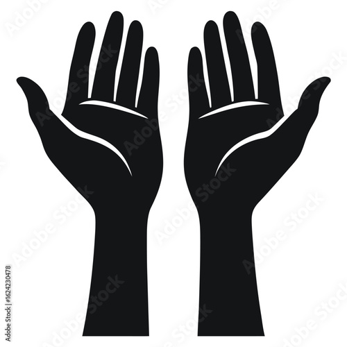 Two Silhouette Hands Reaching Upward Symbolizing Hope, Prayer, Supplication, or Receiving