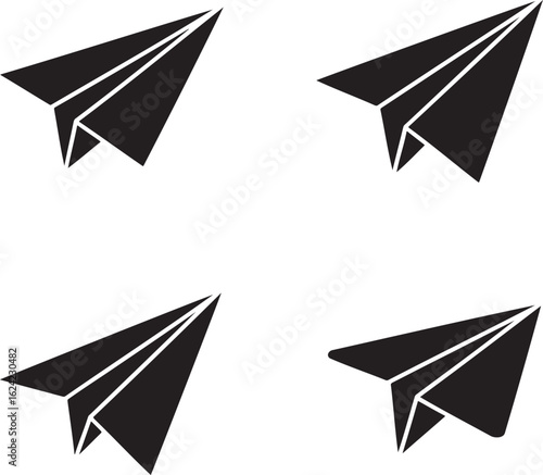 Paper plane silhouette set vector illustration isolated On Transparent Background