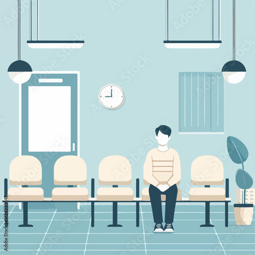 flat illustration of a person waiting in hospital