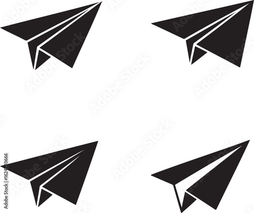 Paper plane silhouette set vector illustration isolated On Transparent Background