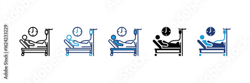 Inpatient icon set multiple style collection