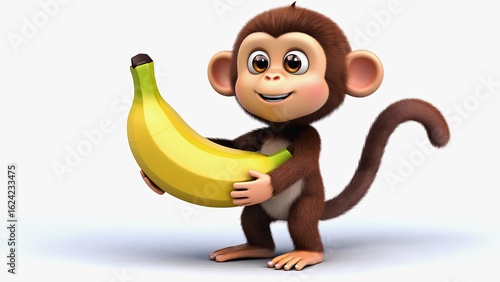 Cute monkey holding a banana and smiling