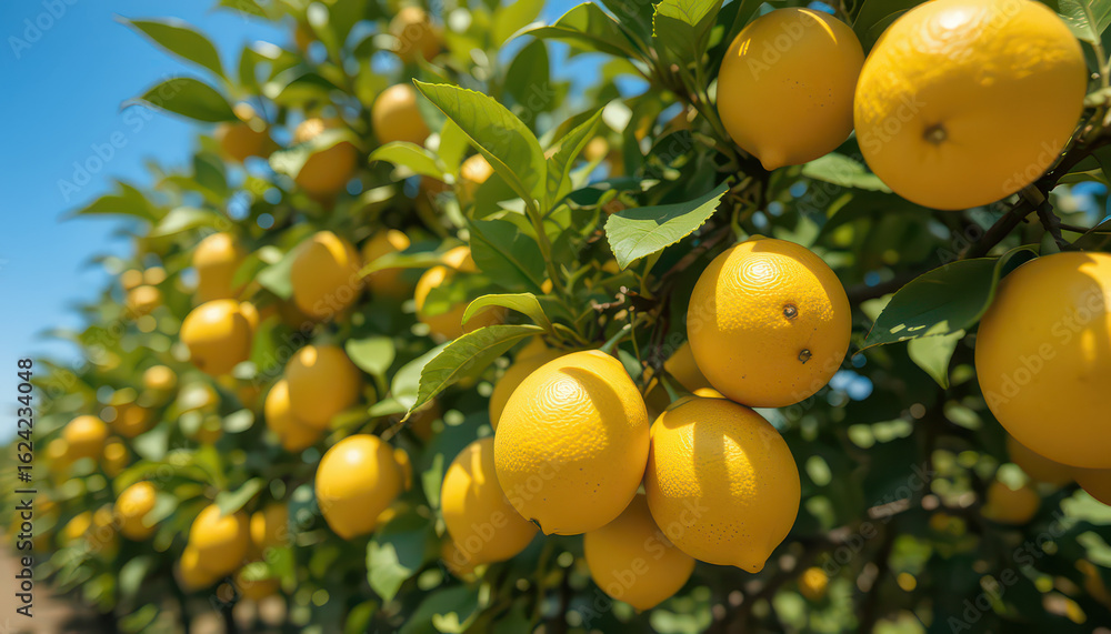 A view of a lemon tree with many ripe lemons ready for harvesting season A view of a lemon tree with many ripe lemons ready for harvesting season