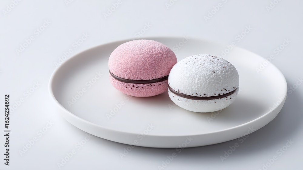 Fototapeta premium mochi dessert on minimalist white plate
