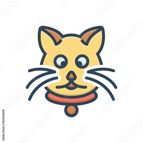 Color illustration icon for cat