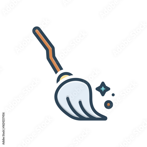 Color illustration icon for broom