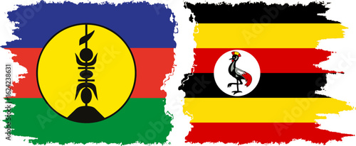 Free Download Uganda and New Caledonia grunge flags connection, vector - GFXLoad