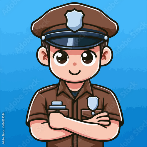 vector illustration of funny police officer