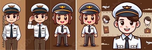 cartoon illustration of funny pilot character