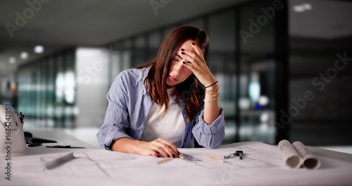 Tableau sur toile The Overworked Female Architect Sitting