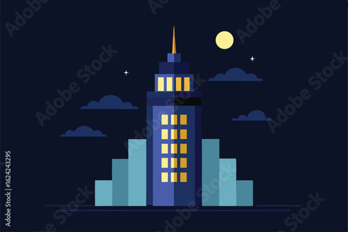 nighttime vector of a lit up office tower for late (1).eps