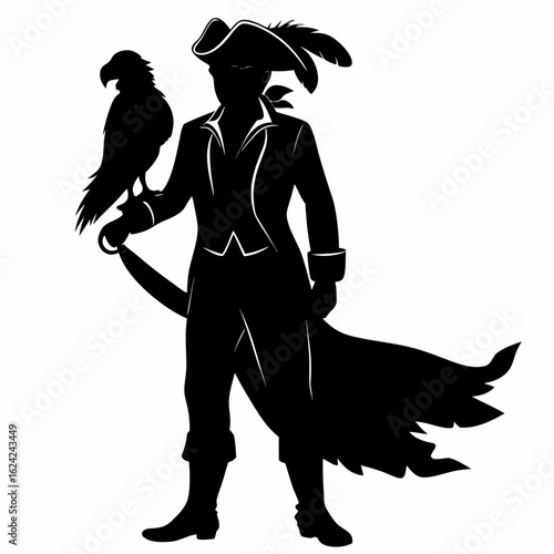 Pirate with Parrot Silhouette