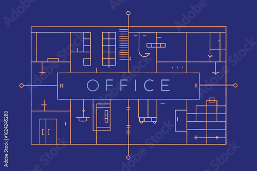 office blueprint drawing with labeled rooms   (1).eps