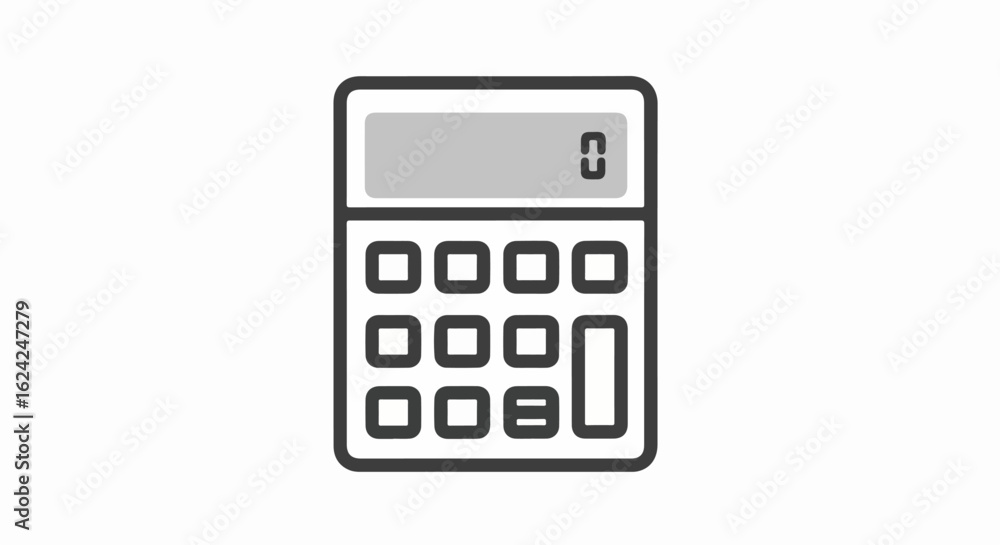 Simple Calculator Icon with Display and Button Layout, Vector Illustration. Simple Calculator Icon with Display and Button Layout, Vector Illustration.