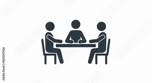 Simple Icon of Three People Sitting Around a Table