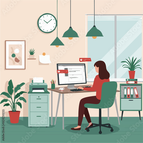 woman working at her desk in a modern office 1
