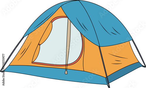 Camping tent vector illustration, cartoon outdoor shelter, travel equipment for adventure, hiking tent clipart, camp gear isolated image