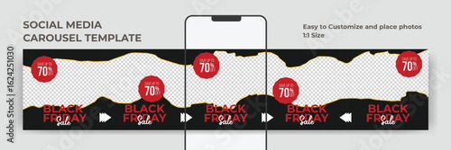 Instagram Carousel Post Business Templates, Black Friday sale social media Carousel Template For Social Media Post. Instagram Posts Template