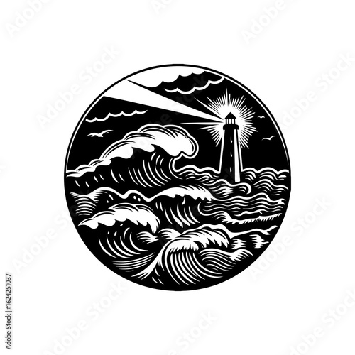  Lighthouse in a Stormy Sea