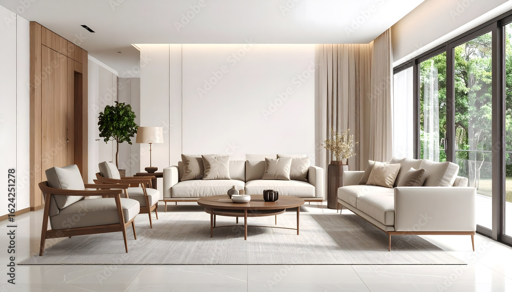 Fototapeta premium A clean and tidy living room with no people