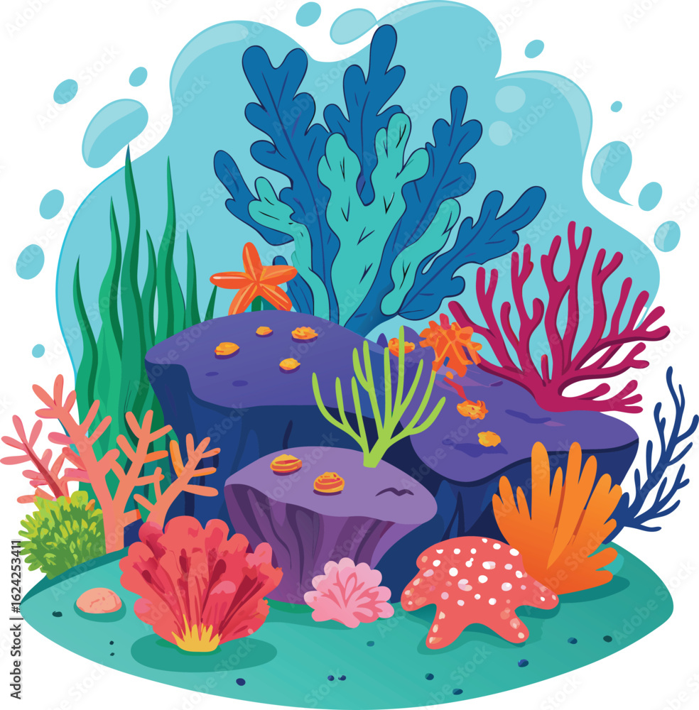 Fototapeta premium coral reef underwater illustration clean white