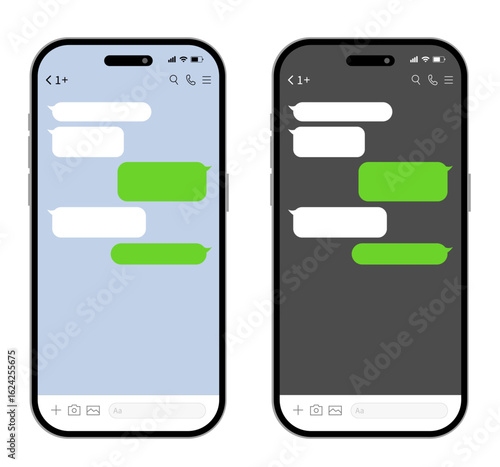チャットアプリのトーク画面を再現したスマホUIイメージセット（会話 メッセージ コミュニケーション ベクター）