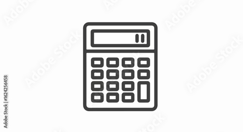 Minimalist Gray Outline Calculator Icon for Digital Accounting and Finance