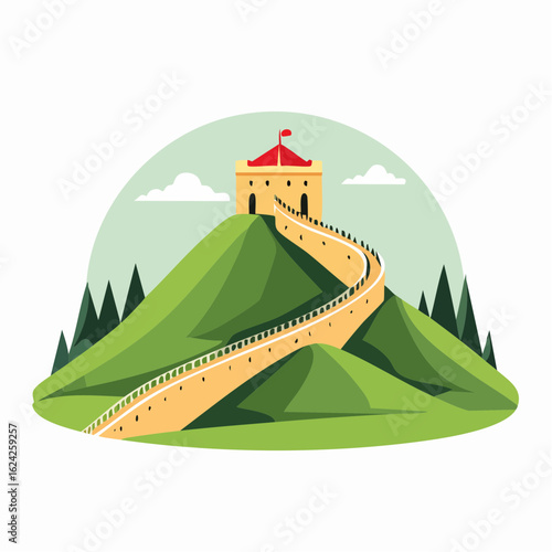 Great Wall winding over hilly terrain in China during the daytime