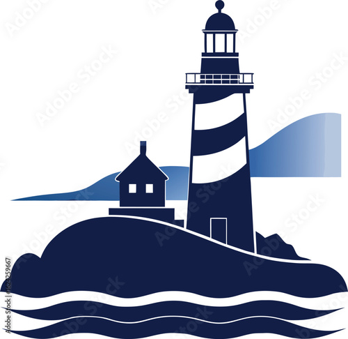 Lighthouse by the Sea Silhouette Art