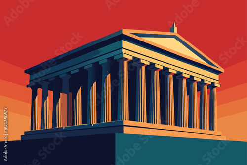 parthenon structure in flat vector art  .eps