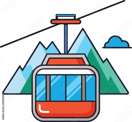 mountain cable car vector icon clean white background