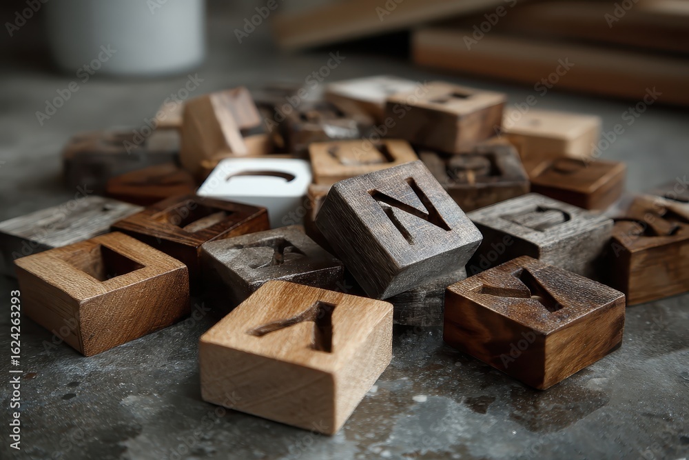 custom made wallpaper toronto digitalWooden letter tiles scattered randomly on a textured surface for creative crafting and educational activities