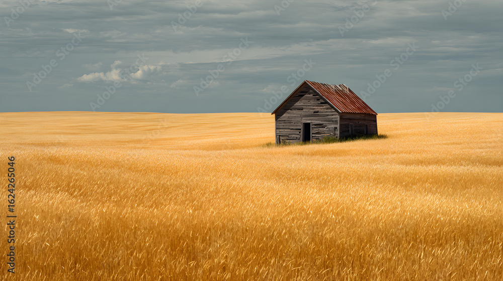 Serenity in the Countryside: A Picturesque Barn Nestled within a Vibrant Golden Wheat Field Capturing the Essence of Rural Tranquility at Dusk Serenity in the Countryside: A Picturesque Barn Nestled within a Vibrant Golden Wheat Field Capturing the Essence of Rural Tranquility at Dusk