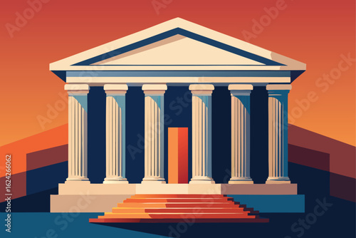 pillared public library in neoclassical style  .eps