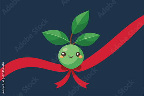 playful cartoon mistletoe with exaggerated leaves.eps