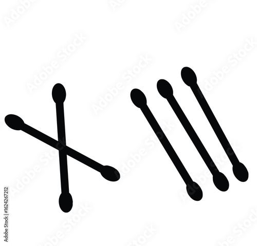 Cute cartoon hand drawn vector Cotton swab silhouette.