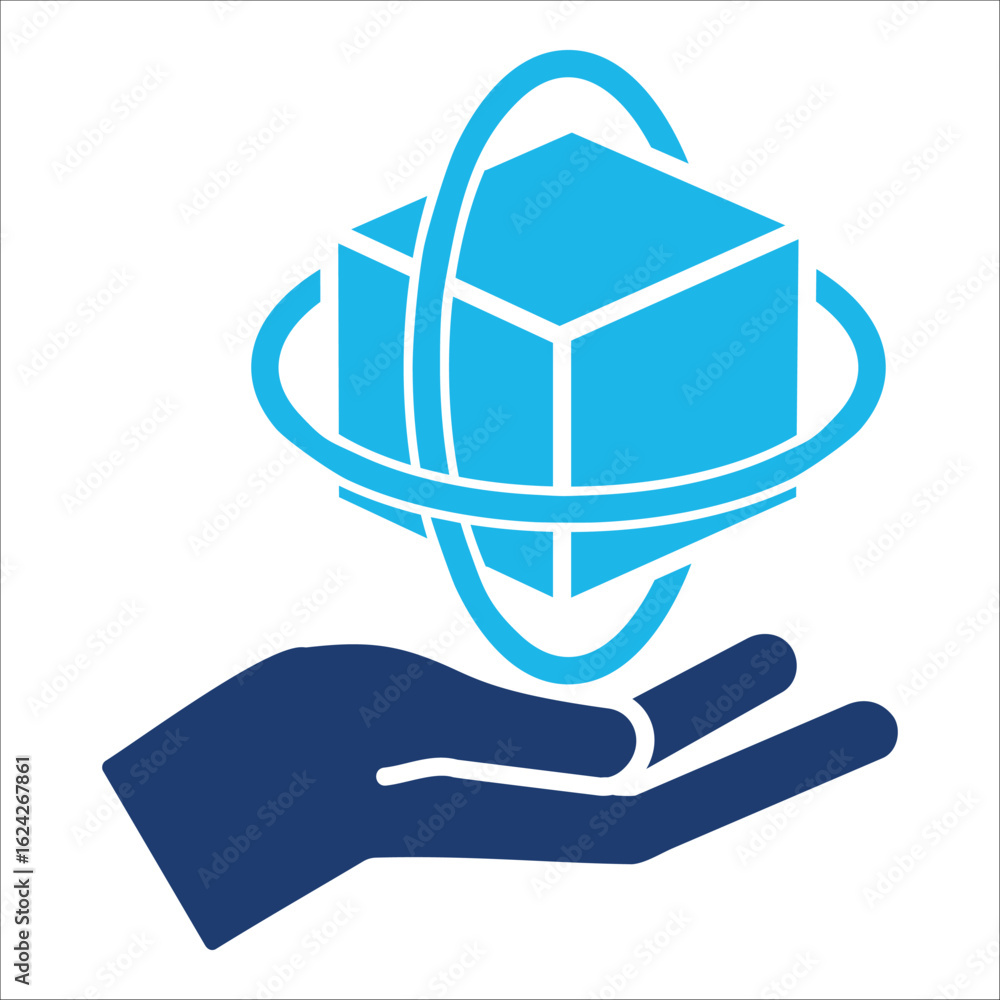Fototapeta premium Technology Icon In Blue Monochrome Flat Design, Vector Illustration