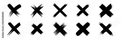Ten hand-drawn black crosses on a white background, representing rejection, cancellation, or incorrect answers.
