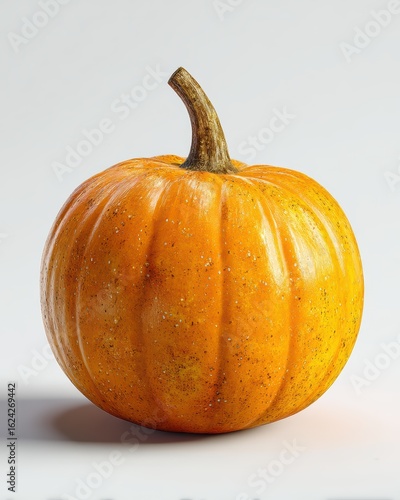 Close-Up of Vibrant Orange Pumpkin on Clean White Background for Autumn Harvest Season