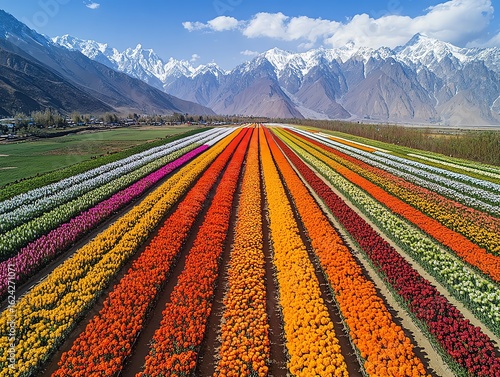 An aerial view of a grand flower nursery
