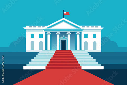 presidential mansion with white marble steps  .eps