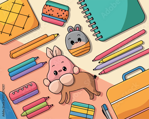Vector Template Featuring Flat Lay Back to School Essentials