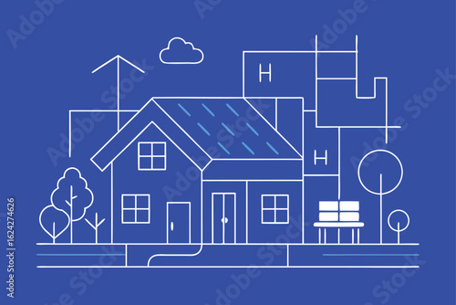 real estate property layout in blueprint style   (1).eps