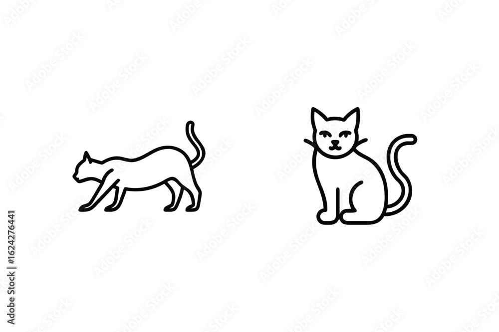 Fototapeta premium Feline figures walking sitting animal domestic